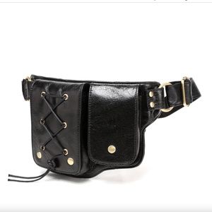 Vicenzo Leather Black Waist Bag Fanny Pack